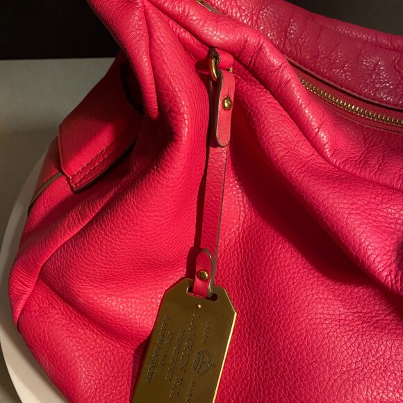 Ralph Lauren Pebbled Leather Shoulder Bag - Hot Pink - Brass Hardware - Picture 6 of 15